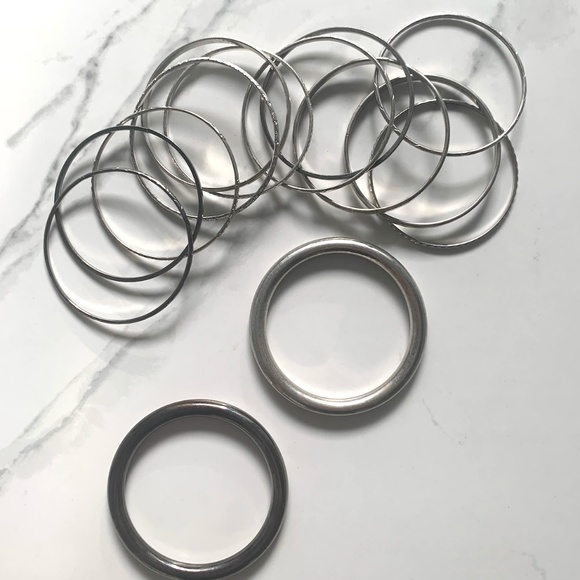 Set of Silver Bangles (14) *available as gift - Picture 6 of 6